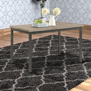 Contemporary Metal Dining Table With Wooden Top - 30 H x 30 W x 48 L ...