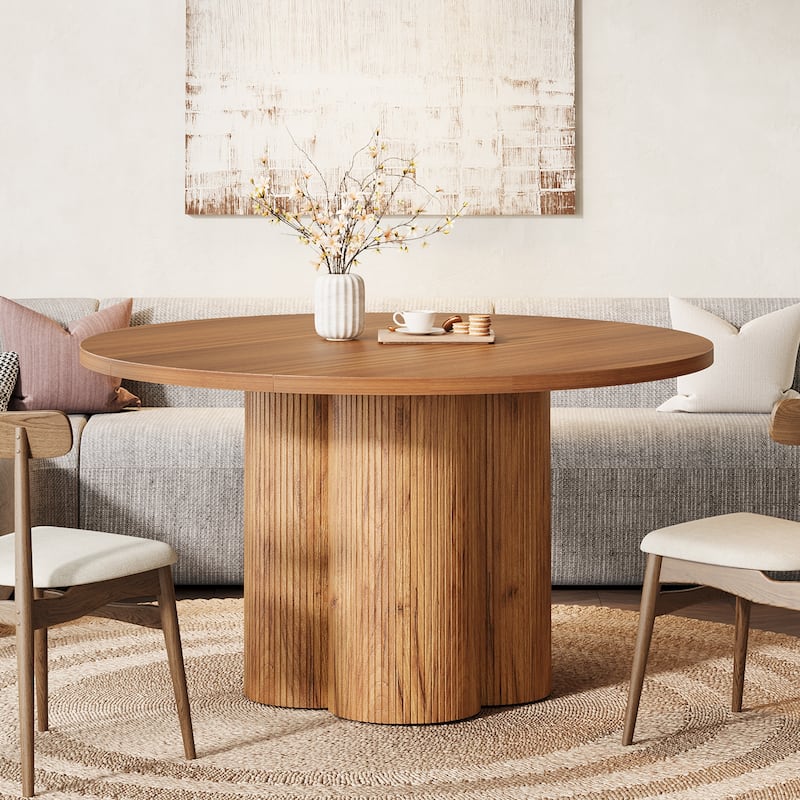 47 Inches Round Fluted Kitchen Dining Room Table for 4-6 - 47.24"D x 47.24"W x 29.52"H