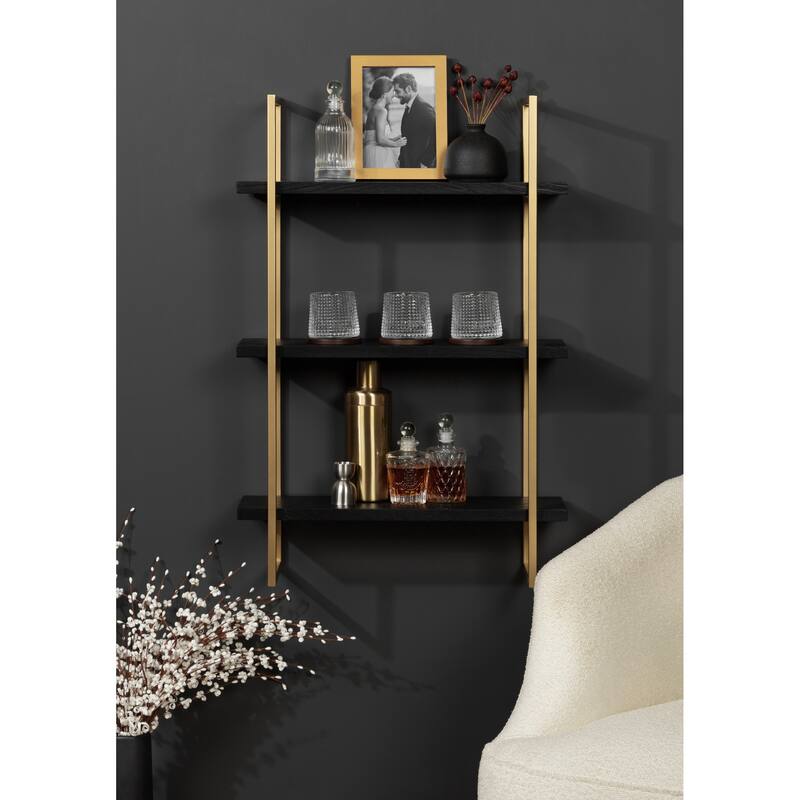 Kate and Laurel Leigh Wood and Metal Wall Shelf