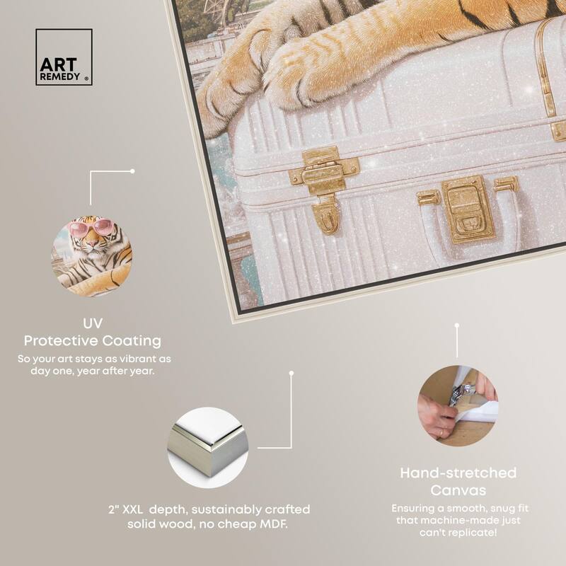 Tiger Luggage Paris Canvas by Art Remedy