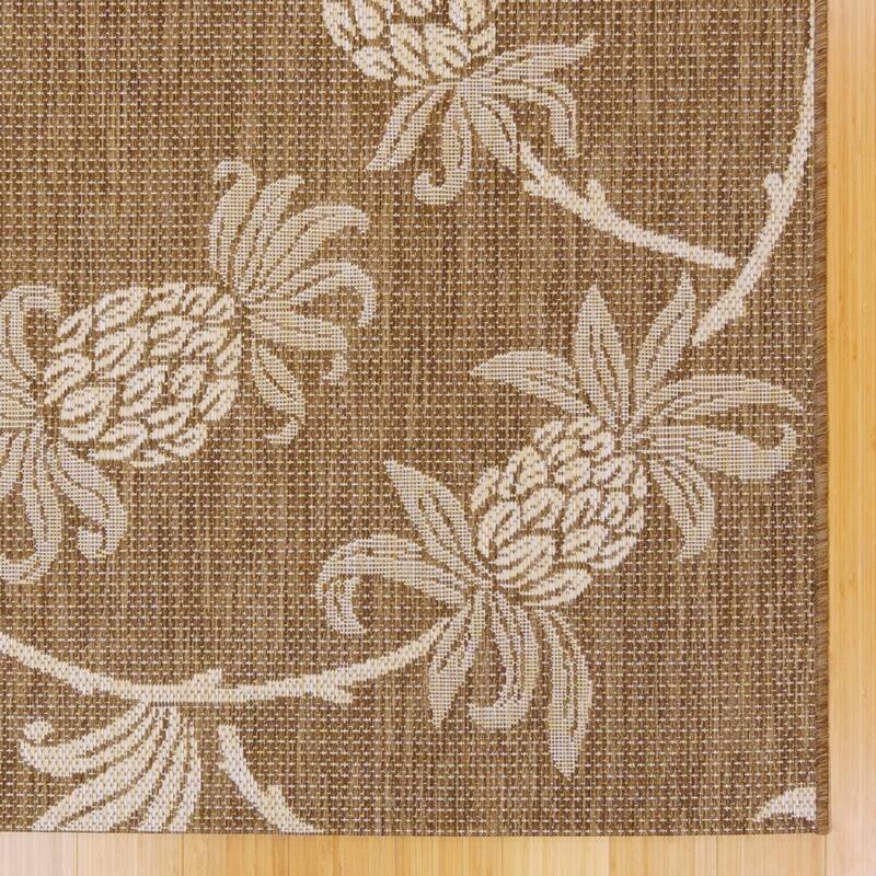 Reyn Spooner Kona Coast Aloha Welcome Pineapple Flatweave Indoor/ Outdoor Brown Area Rug