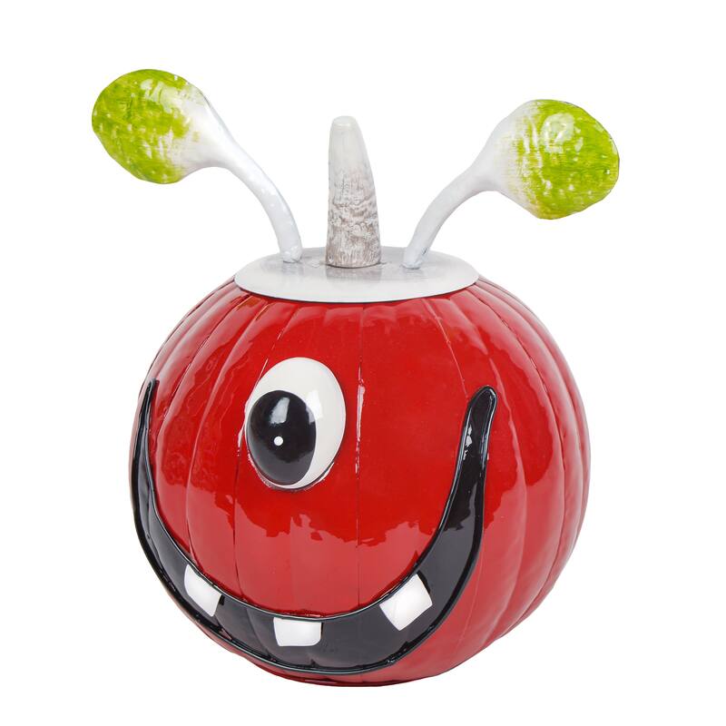 National Tree Company 15 in. Orange and 11 in. Red Metal Tabletop Pumpkin Decoration