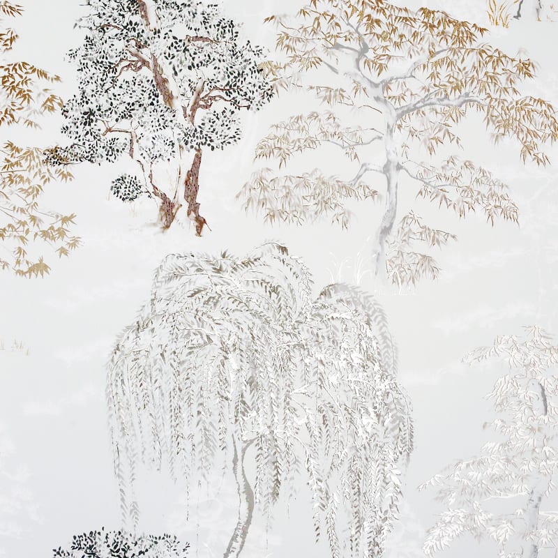 Oriental Tree Garden Natural Wallpaper - 20.8 in. W x 33ft L - Double Roll