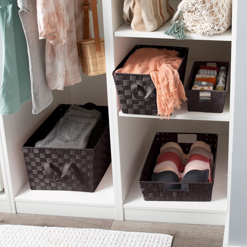 Simplify Large Woven Storage Bin in Chocolate - 13"x15"x10"