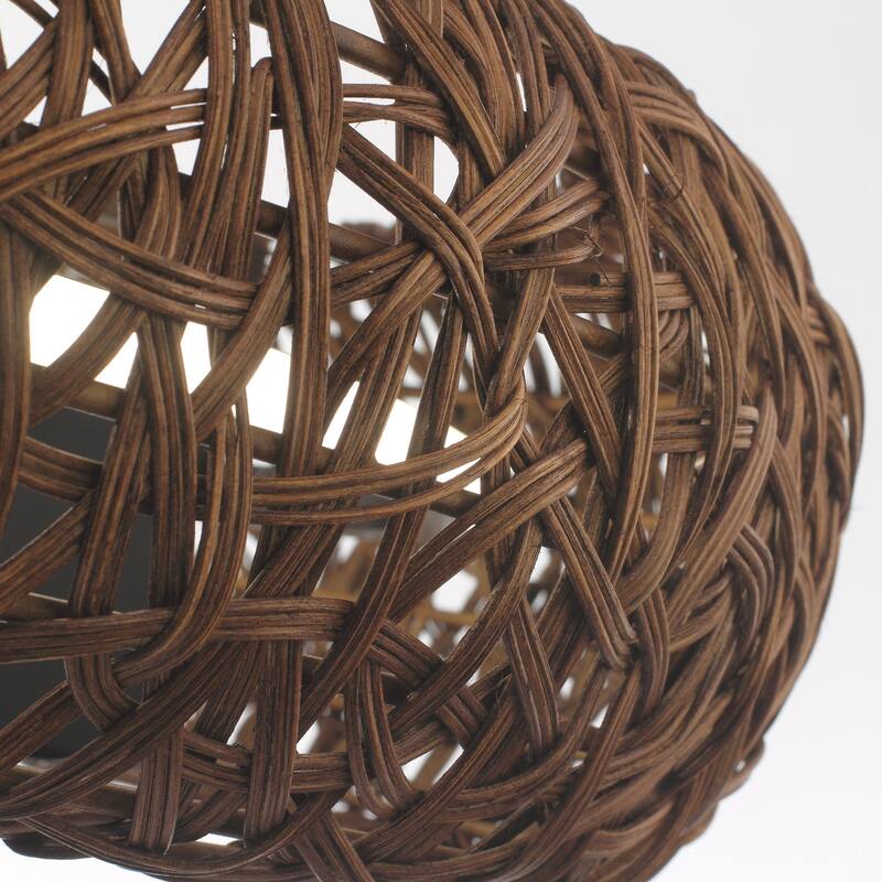 Ceiling Fan 35" Perimost 3-Blade Farmhouse Rattan LED