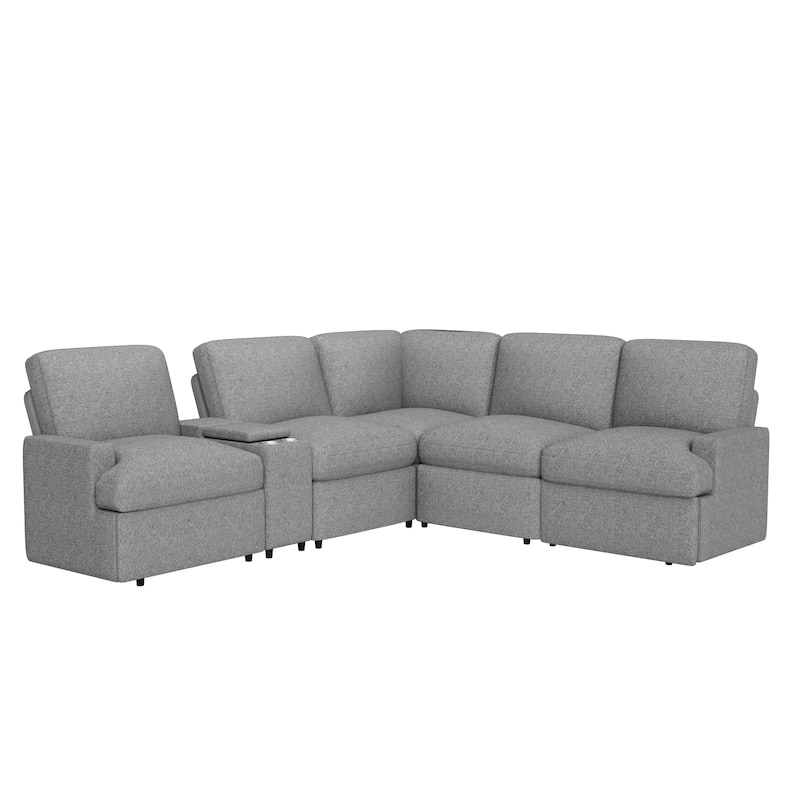104'' Power Recliner Corner Sofa Home Theater Reclining Sofa Sectional Couches with Storage Box, Cup Holders, USB Ports