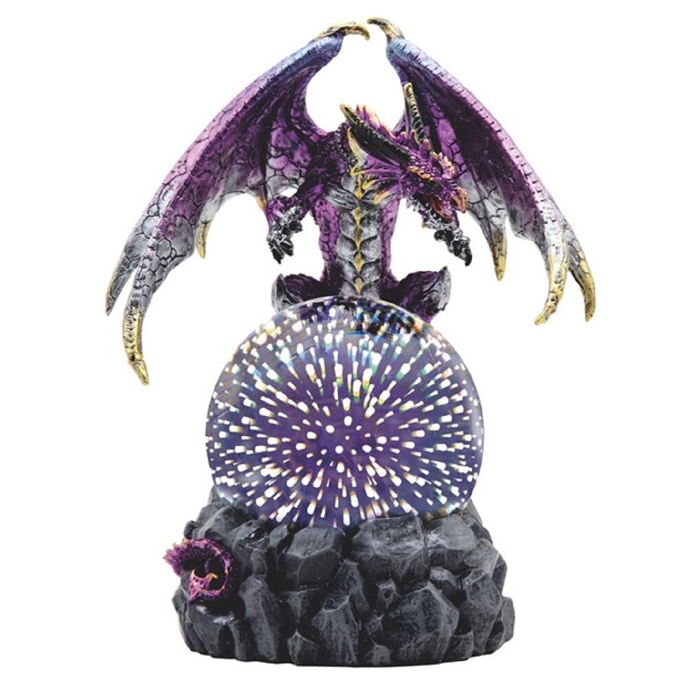 Q Max 12 5 H Led Purple Dragon Optic Globe Statue Fantasy Decoration Figurine On Sale Overstock 32409408
