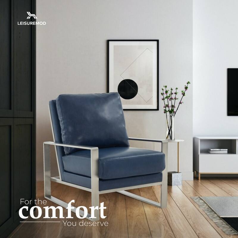 Jefferson Modern Velvet Accent Chair with Brushed Silver Frame, Plush Cushions, and Scratch-Resistant for Home or Office - 29.2