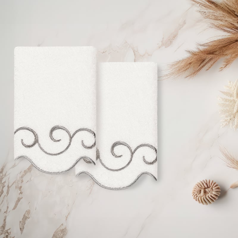 Authentic Hotel and Spa 100% Turkish Cotton SIMPLICITY Scallop Embellished Towel Collection