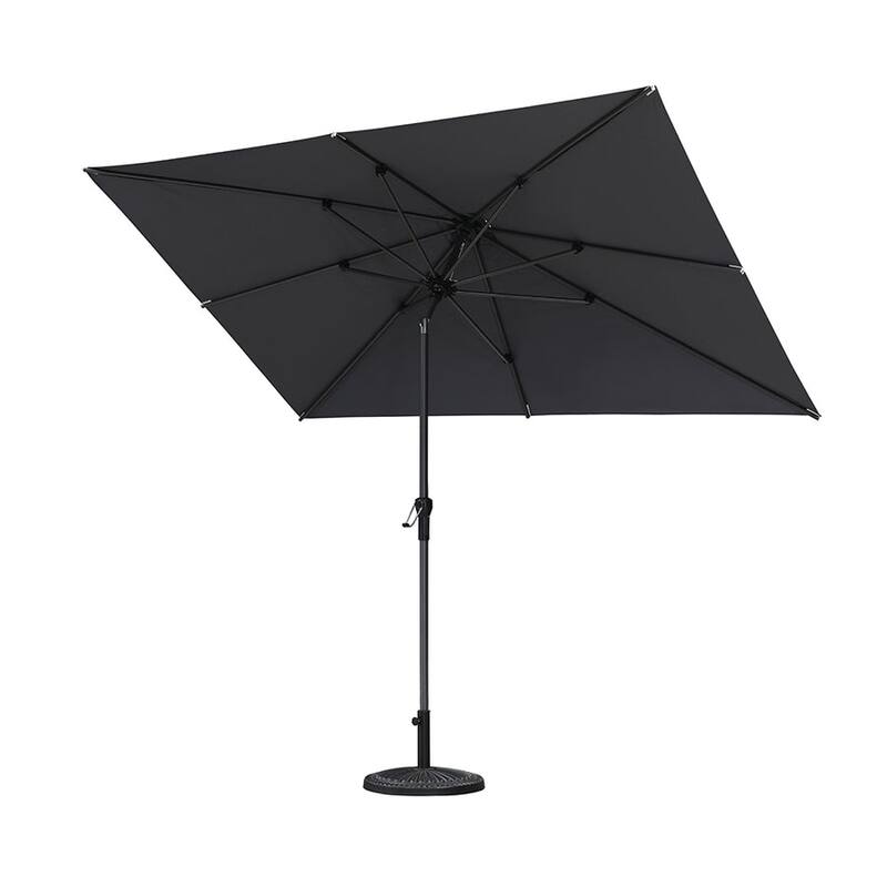 PURPLE LEAF Heavy-duty Crank and Tilt Table Umbrella Outdoor Patio Market Umbrella - 6.5x10ft-LIght Grey
