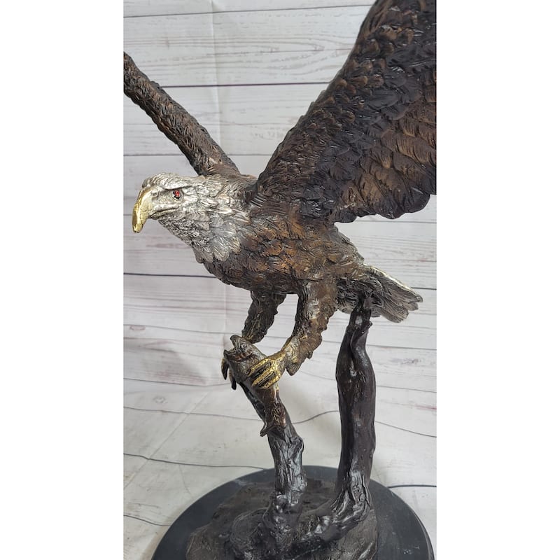 Landing Eagle Bronze Metal Statue Sculpture Indoor Outdoor 23 Inches X 18 Inches