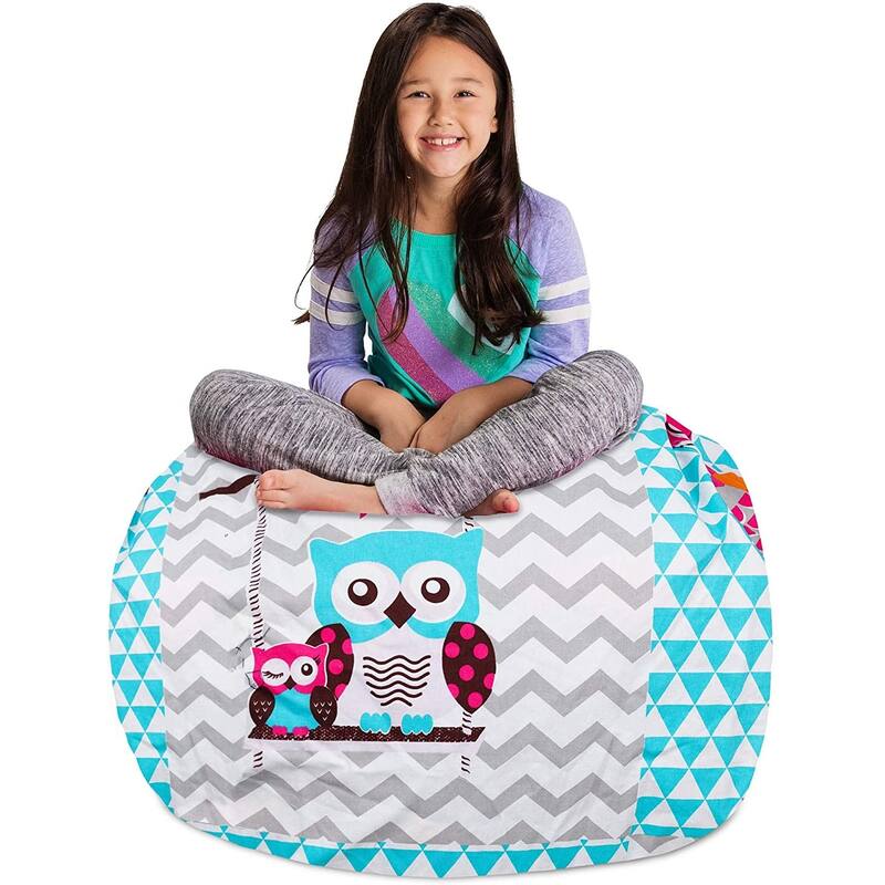 Kids Bean Bag Chair Cover Stuffed Animal Storage or Toy Organizer