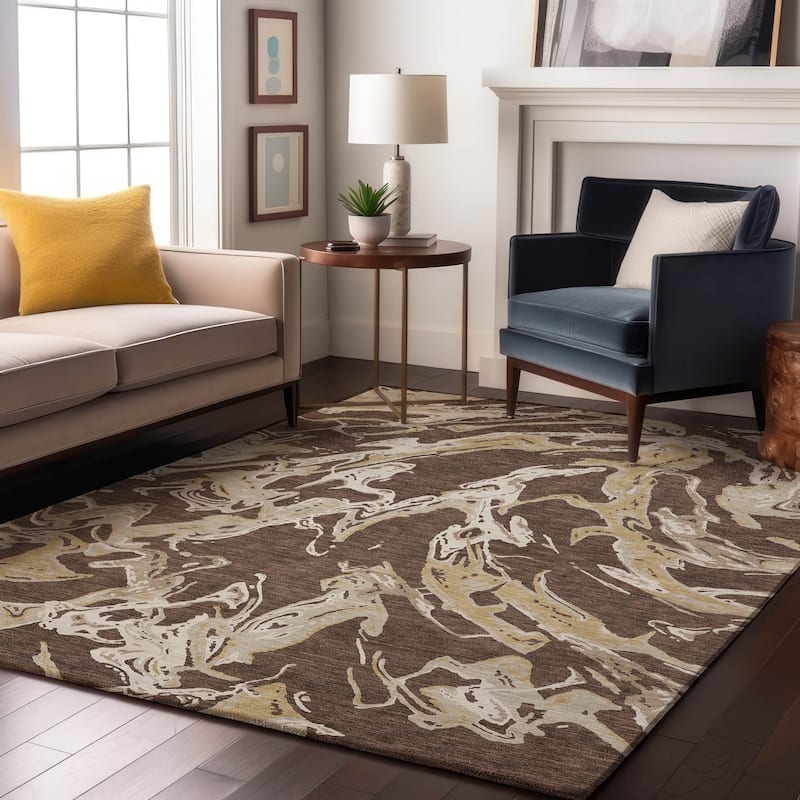 Premium Washable Super Soft Abstract Thrust Mayfield Rug - Brown - 2'6" x 3'10"