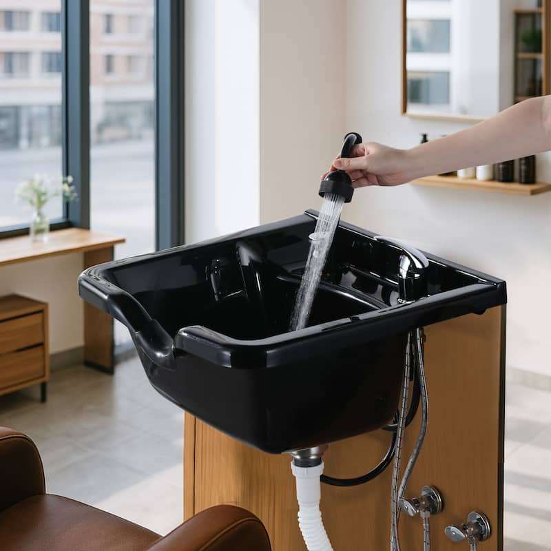 WOWOW Professional Shampoo Bowl for Salon - Matte Black