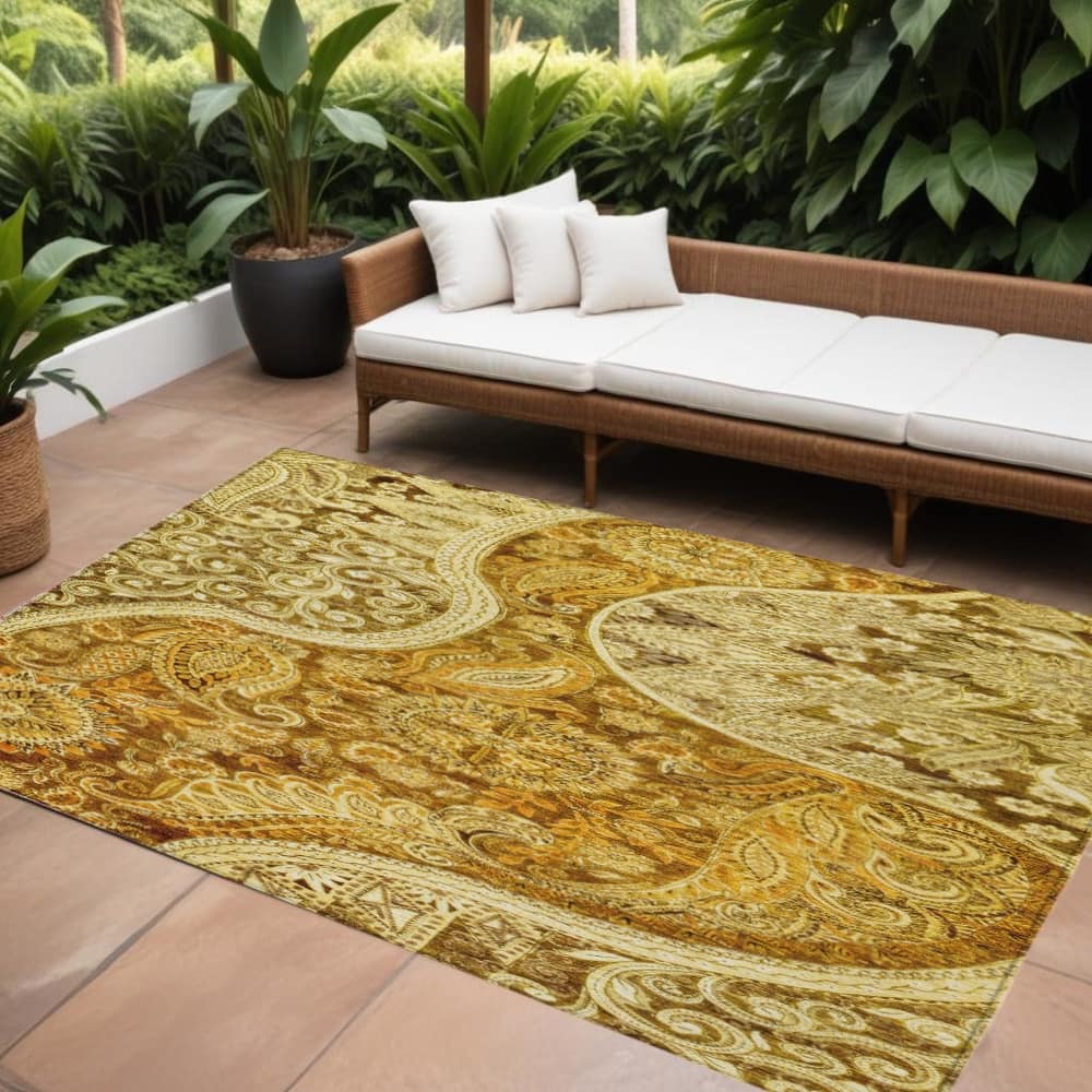 HomeRoots Floral Medallion Transitional Rectangle Outdoor Rug