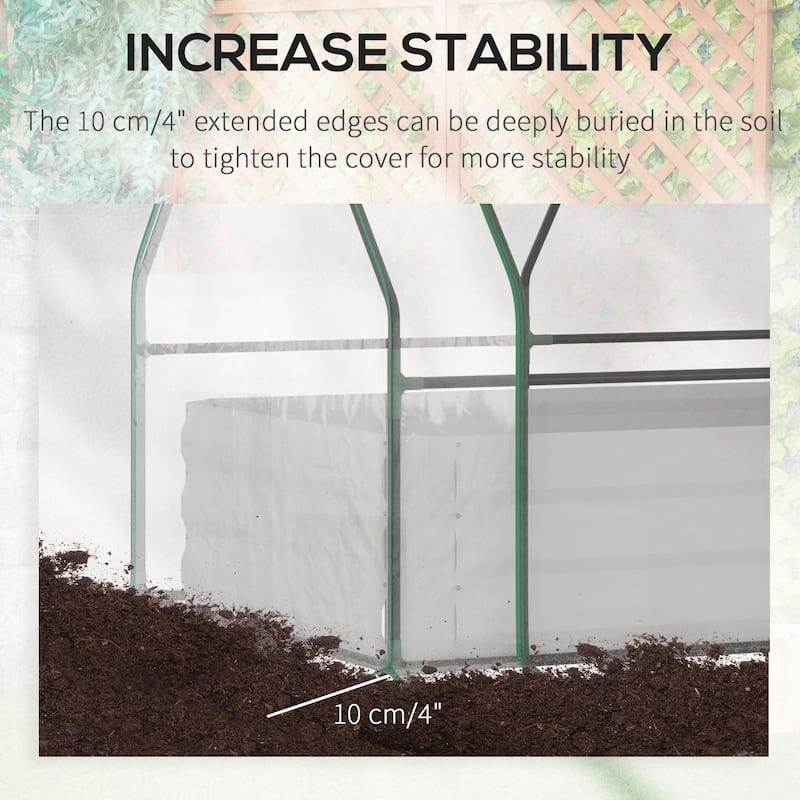 Outsunny Raised Steel Garden Bed with Greenhouse Cover - 50" L x 37.5" W x 36.25" H