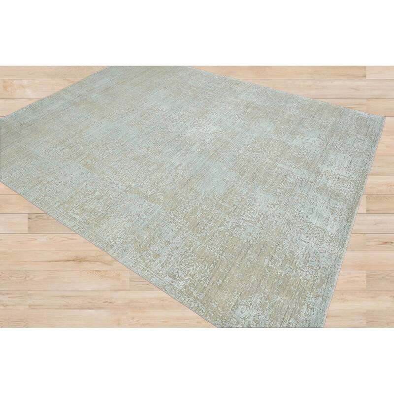 Hand Knotted 100% Wool Transitional Oriental Area Rug Light Blue - 8' x 9' 11''