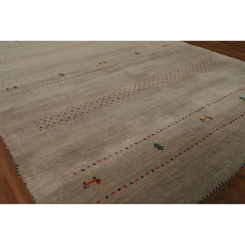 Hand Knotted Oriental 100% Wool Carpet Tribal Tribal Beige & Ivories Gabbeh Area Rug - 6' 6'' X 4' 7''