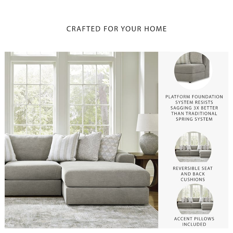 Signature Design by Ashley Avaliyah Gray 3-Piece Sectional with Chaise - 127" W x 68" D x 37" H