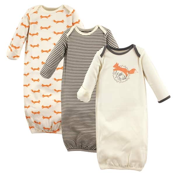 slide 1 of 1, Touched by Nature Baby Boy Organic Cotton Gowns, Fox 0-6 Months - Fox