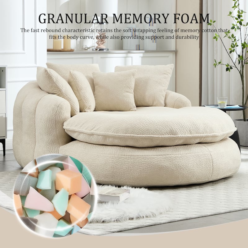 HOMEFUN Chenille Upholstered Oversized Wrap Around Deep Seat Bean Bag Lazy Sofa with 5 Pillows