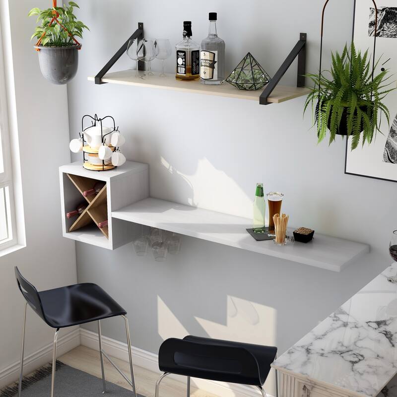 Hazen Mid-century Modern 4-Bottle Floating Wine Rack by Furniture of America - White
