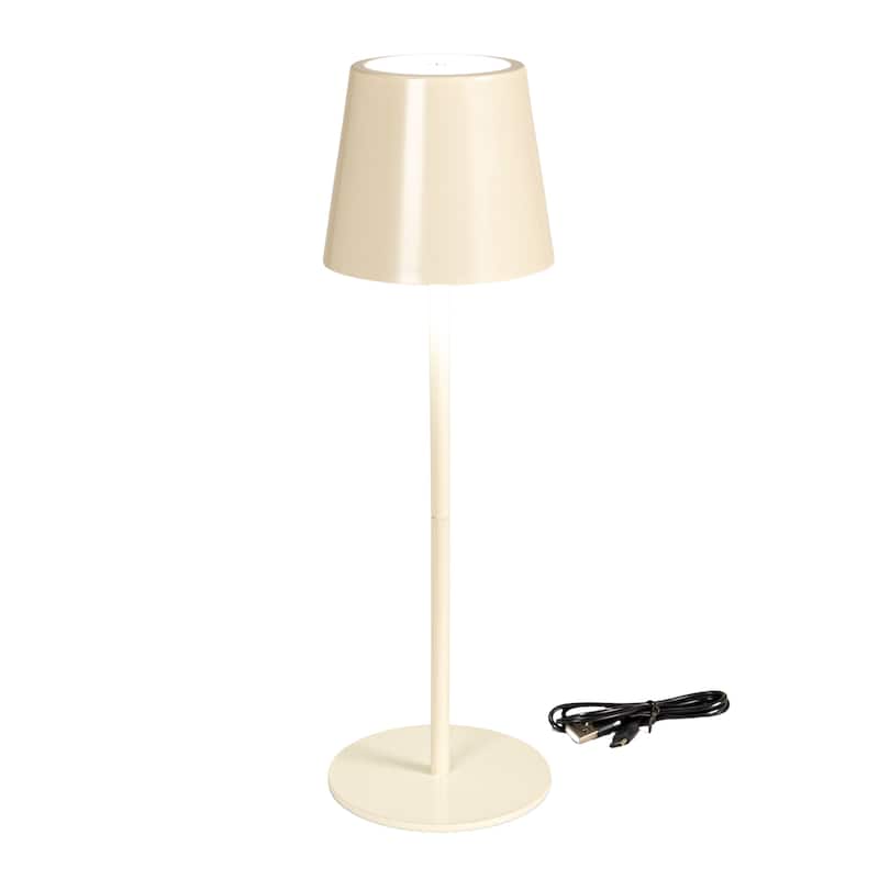 Metal LED Rechargeable Table Lamp with Touch Sensor, White - 4.3"L x 4.3"W x 14.5"H