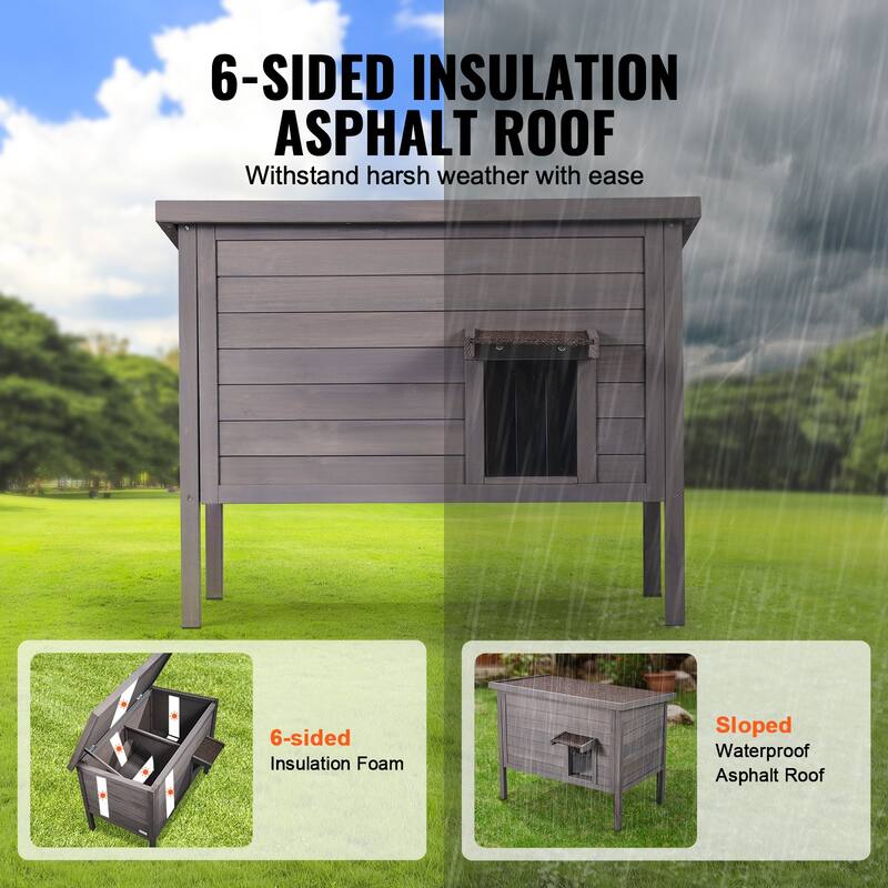 Outdoor Cat House Weatherproof Feral Cat Shelter for Multiple Cats Outdoor Wooden Cat Rabbit House