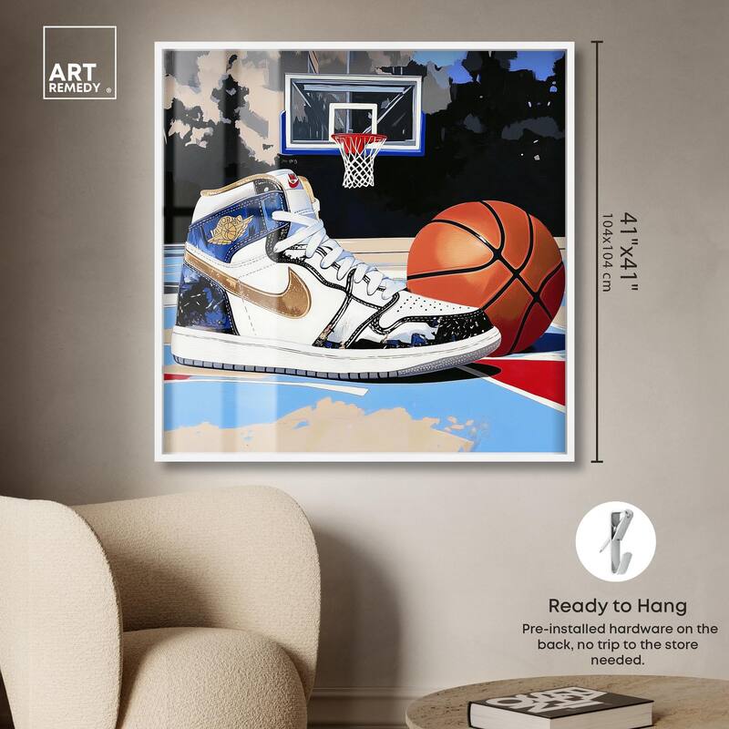 Basketball Court Blues Shadowbox by Art Remedy
