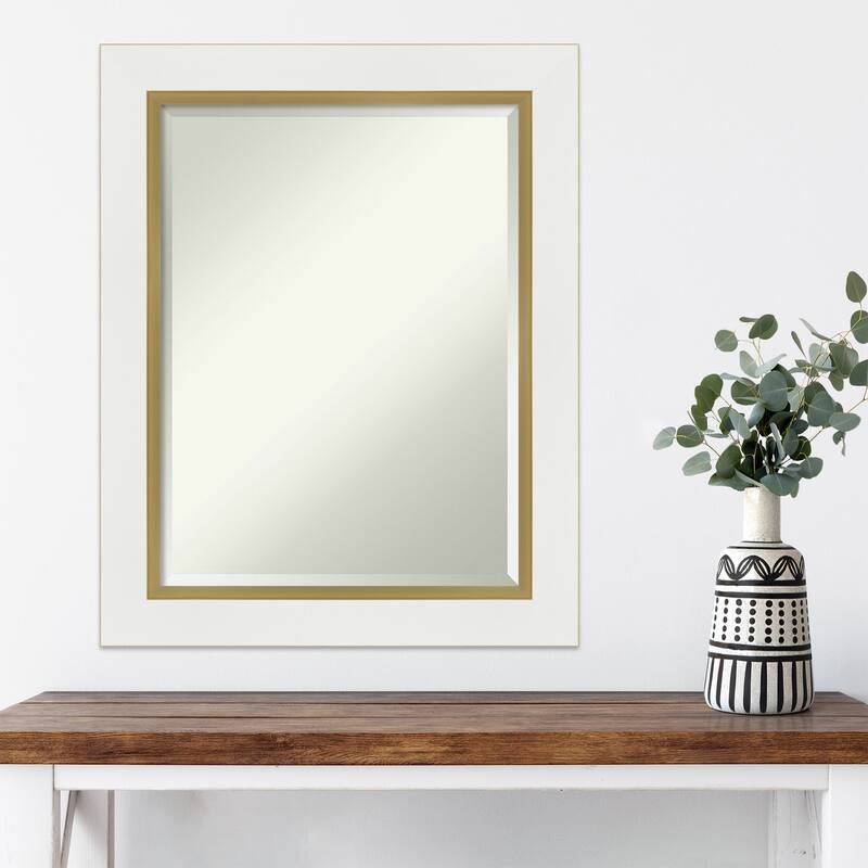 Beveled Wall Mirror - Eva White Gold Frame - Eva White Gold