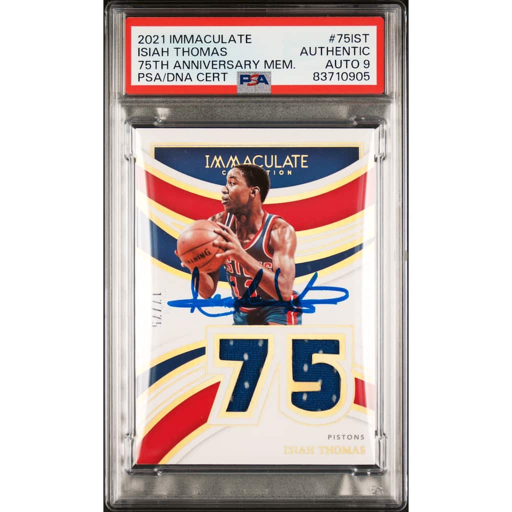 Isiah Thomas 2021 Panini Immaculate Signed Card #75IST Auto Graded PSA 9 17/75 - 8'6" x 11'6"