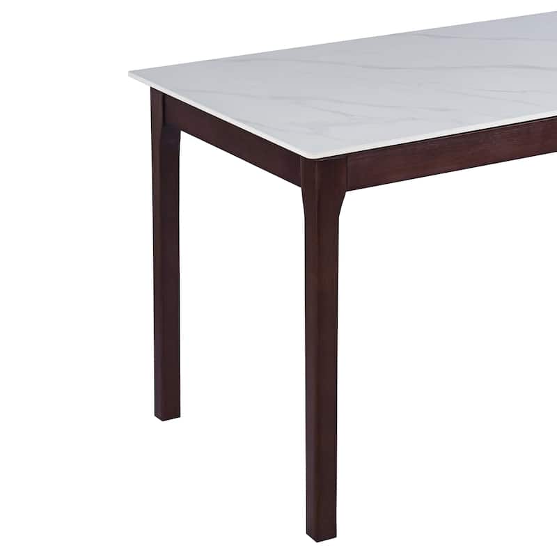 Mina Sintered Stone Rectangular Dining Table - Modern Scratch & Heat Resistant Kitchen Table with Solid Rubberwood Legs