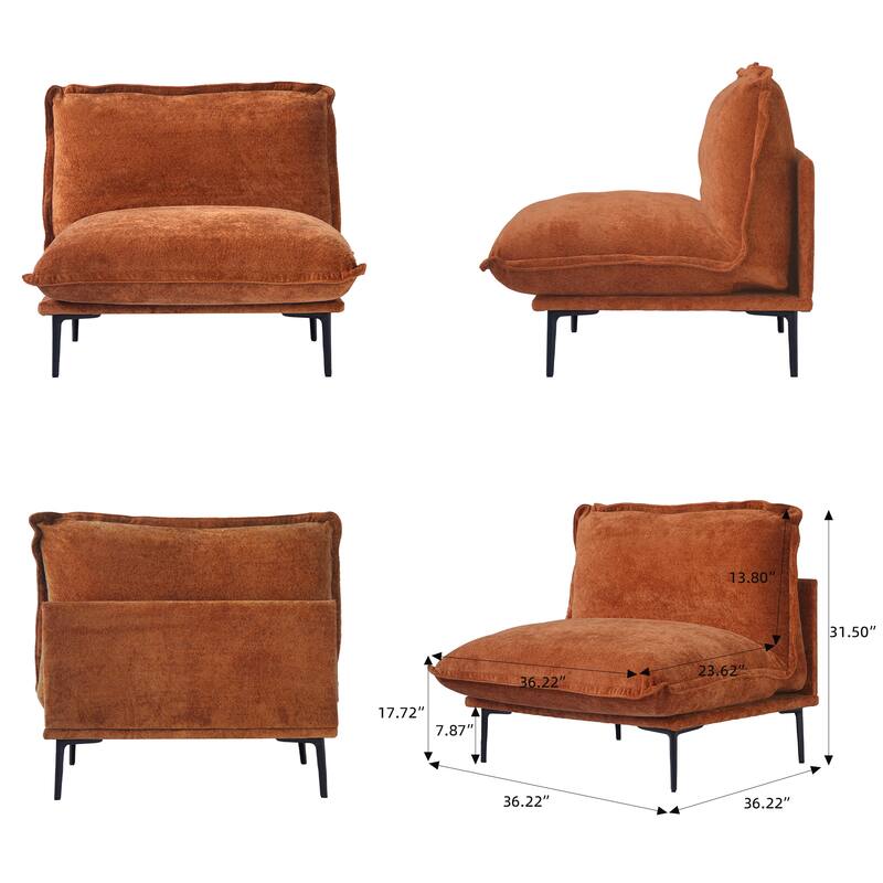 111.02'' Down Filled Sectional Sofa Couch Chenille Fabric Upholstery L-Shaped Sofa with Ottoman