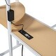 preview thumbnail 51 of 78, Full Size Metal Loft Bed with Workstation Desk, Built-In Shelves, LED Light Strip, Power Outlet & Hanging Wardrobe Storage