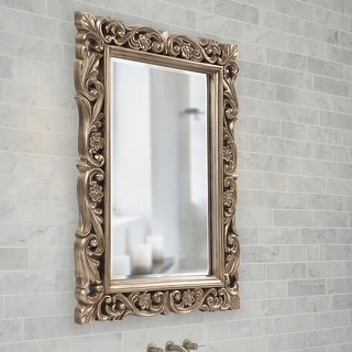 Allan Andrews Ornate Framed Beveled Rectangular Wall Mirror - Champagne/Silver