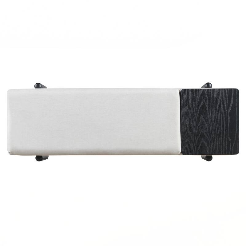 Farmhouse Upholstered Storage Bench with Hidden Compartment, Modern Entryway Bench for Living Room, Entryway