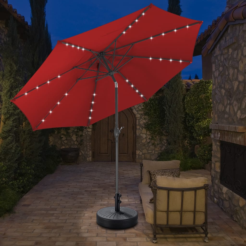 10ft Patio Umbrella with Lights Outdoor Solar Umbrella