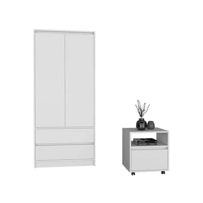 2 Piece Bedroom Set, Nightstand + Armoire