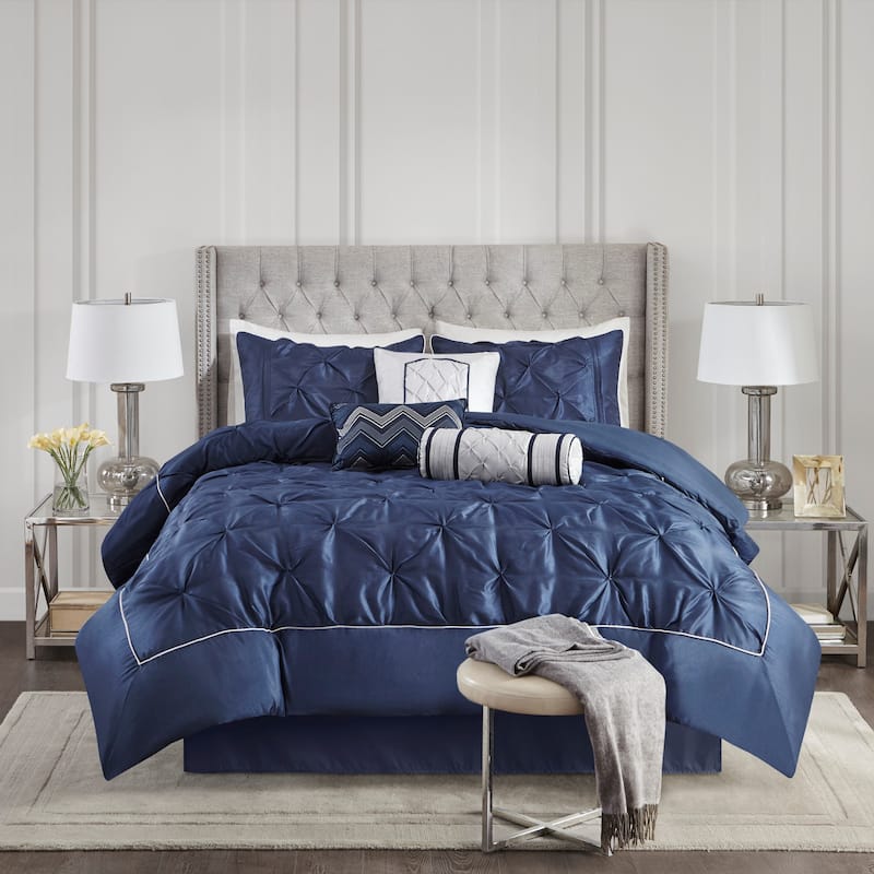 Madison Park Lafayette 7-piece Comforter Set - Navy - King
