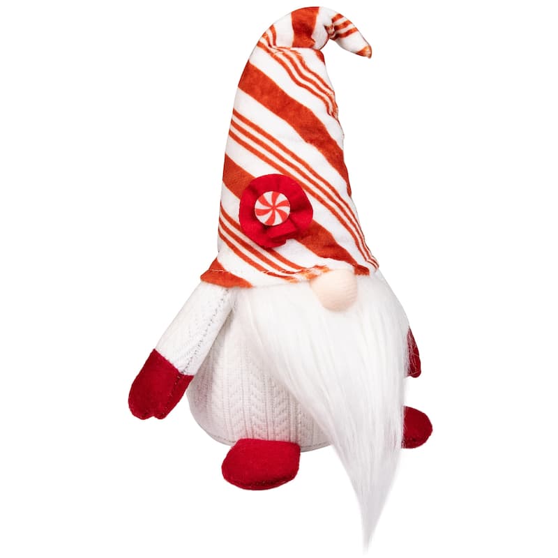 Peppermint Candy Plush Gnome Christmas Decoration - 10"