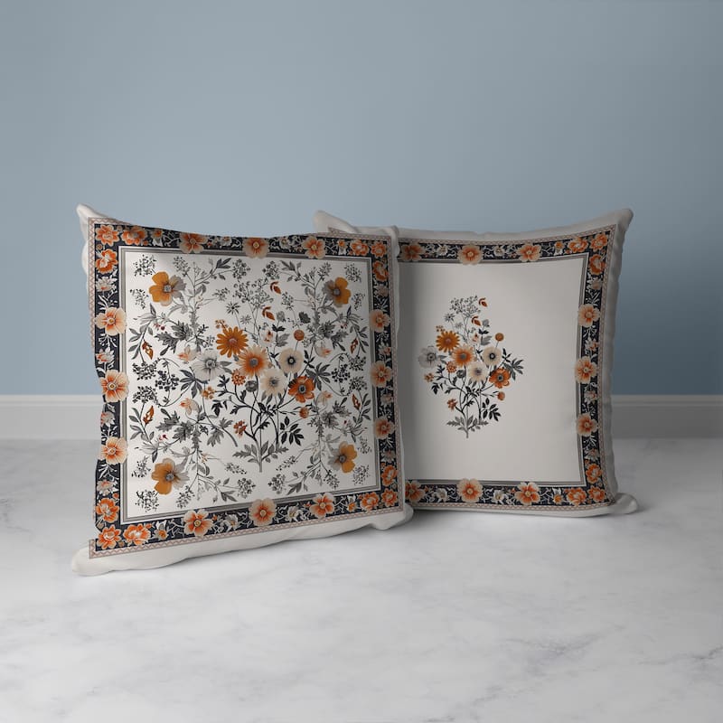 Garden Glory Faux Suede Reversible Throw Pillow Orange and Peach