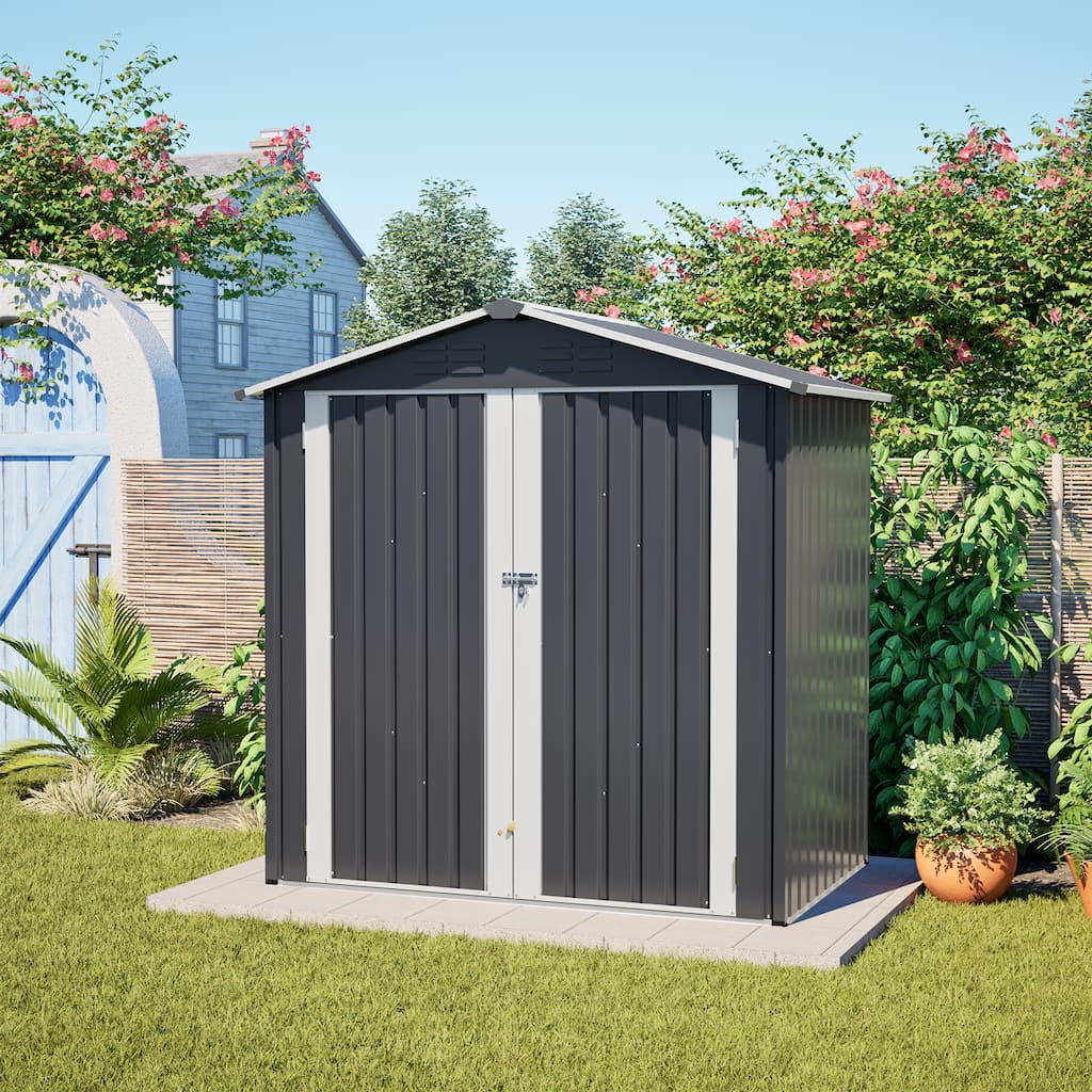Metal Outdoor Storage Shed 6 x 4 FT Metal Shed with Lockable Door,Waterproof Garden Tool Shed Storage House