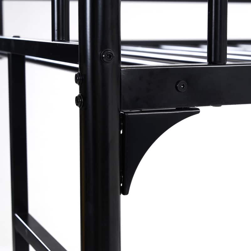 Metal Loft Bed with Desk & Shelves