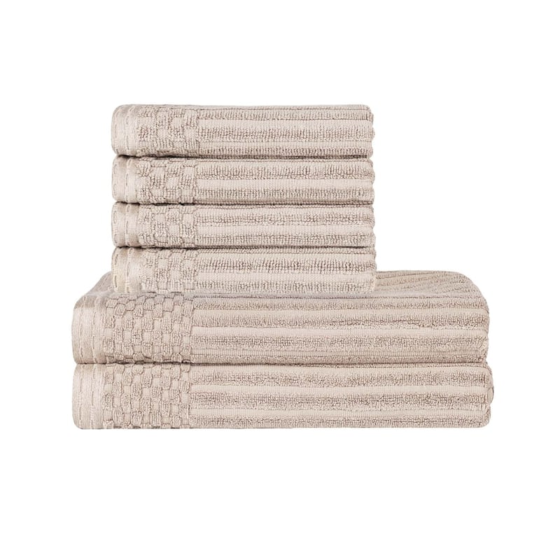 Superior Ribbed Cotton Absorbent Heavyweight Hand Towel and Bath Towel Set