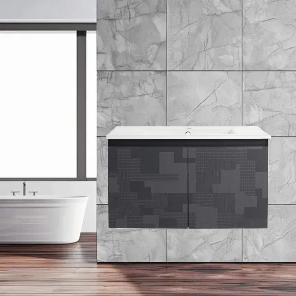Modern 30'' Wall-Mounted Vanity with Ceramic Sink & Triple Soft-Close Cabinet Doors