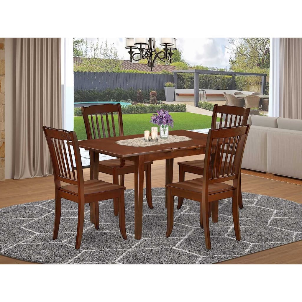Southwestern Dining Set - 5 Piece Table & Chair Set - Rustic Farmhouse Style - Rectangular Table with Leaf