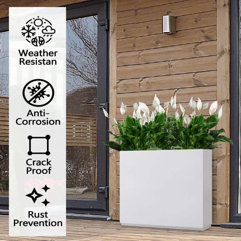 Metallic Heavy Planter for Outdoor Plants, 38Lx10Wx30H Inches Tall and Long Metal Divider Planter Box - 38"x30"x10"