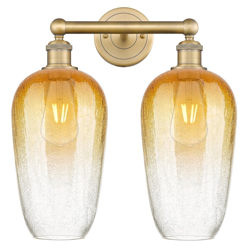 Innovations Lighting 616-2W-18-16 Brookhaven Flute Vanity Brookhaven - Brushed Brass / Amber