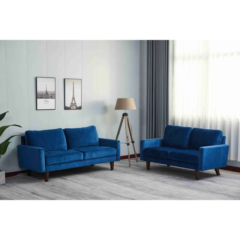 Velvet 2 Piece Loveseat and Sofa Living Room Set