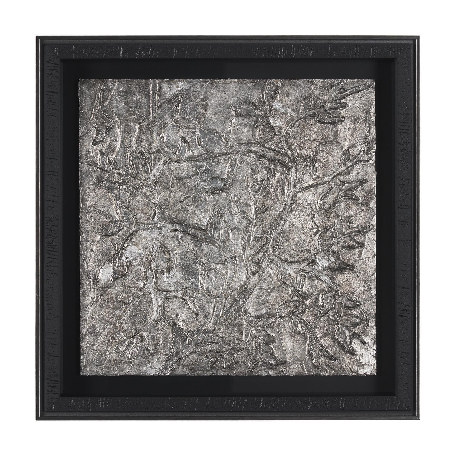 Pewter Leaves III by Morgan McLaren a Framed Art Print Matted under Glass